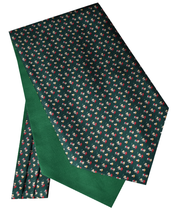 Fine Silk Mushrooms Design Cravat on Green